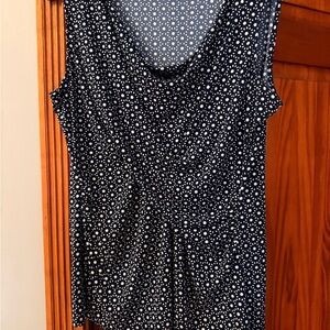 New York & Company Navy Polka Dot Sleeveless Cowl Top